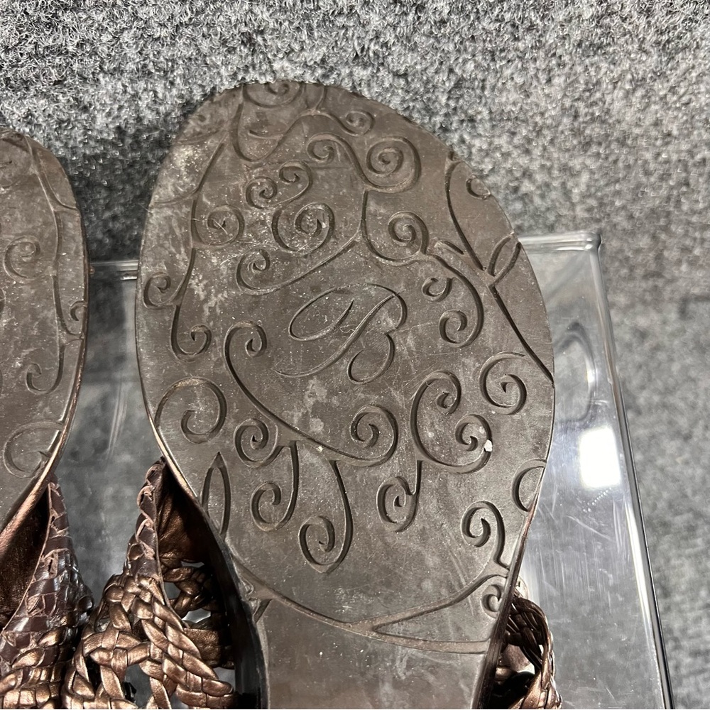 Brighton Lanai Brown Bronze Braided Leather Thong Sandals Size 8.5M Slip-On Boho - Picture 8 of 8
